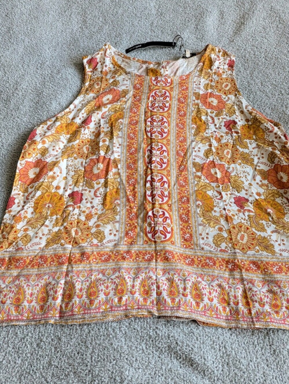 🌼B2G1🌼 Soiree Orange and Cream Sleeveless Blouse NWT